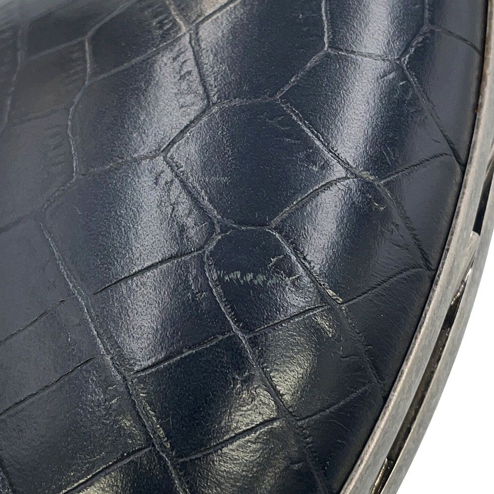 Saint Laurent Paris Chain Shoulder Bag Love Box Croco Embossed Leather Black — view 7
