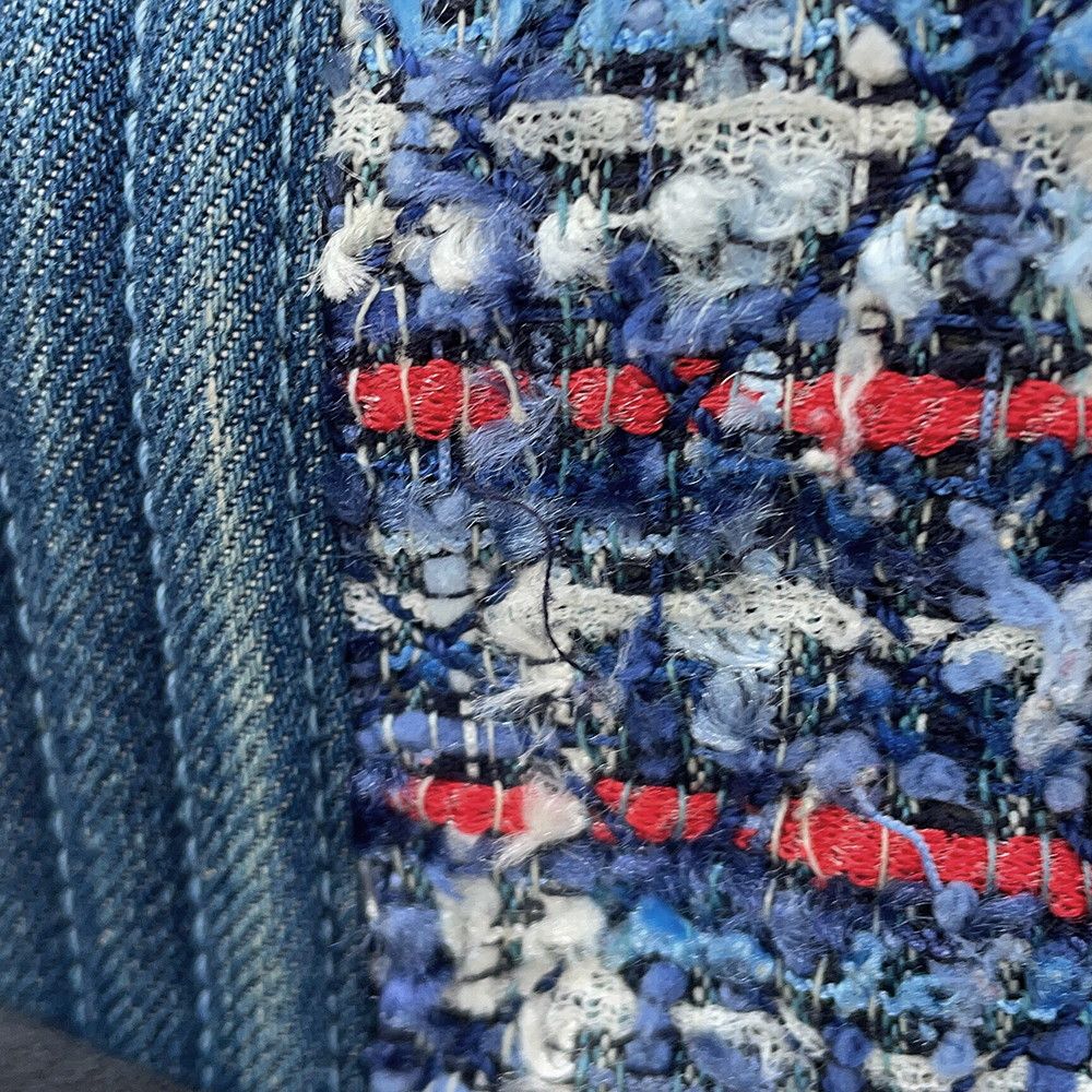 Chanel Chain Shoulder Bag CC Logo Bow Denim Tweed — view 8