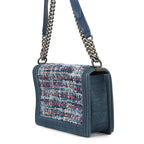 Chanel Chain Shoulder Bag CC Logo Bow Denim Tweed — view 2