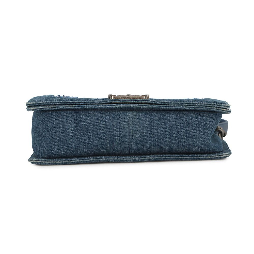 Chanel Chain Shoulder Bag CC Logo Bow Denim Tweed — view 3