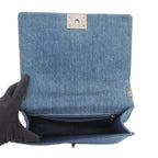 Chanel Chain Shoulder Bag CC Logo Bow Denim Tweed — view 6