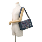 Chanel Chain Shoulder Bag CC Logo Bow Denim Tweed — view 4