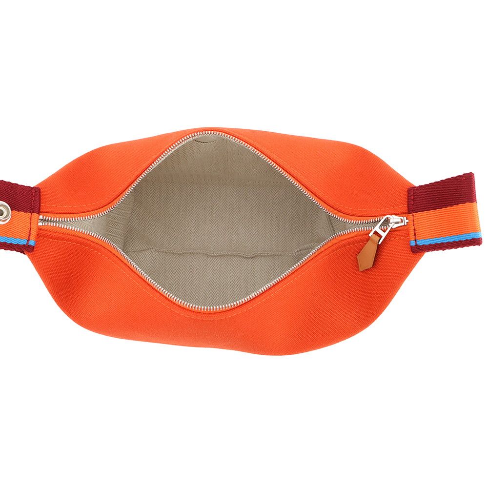 Hermes Handbag Bride-a-Brac PM Pavillon Orange Fu Silver Canvas Pouch — view 5