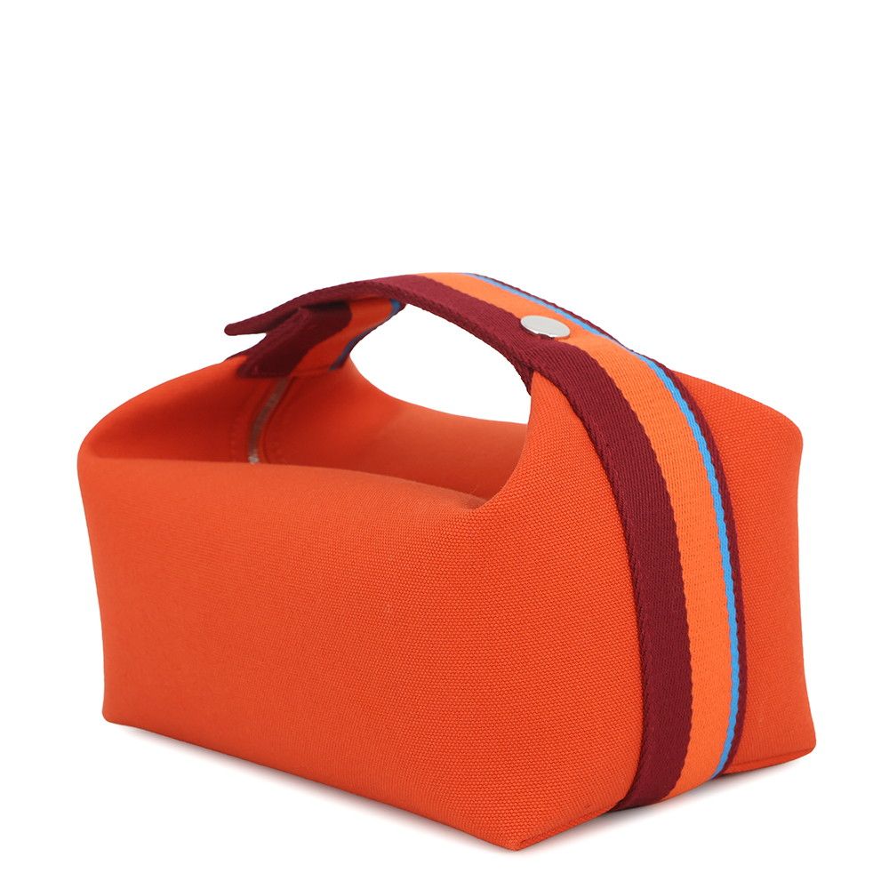 Hermes Handbag Bride-a-Brac PM Pavillon Orange Fu Silver Canvas Pouch — view 2