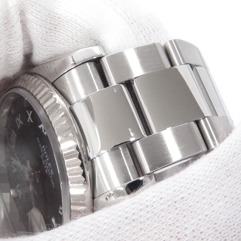 Rolex Oyster Perpetual Date Number SS 18k White Gold Combination Watch Black — view 6