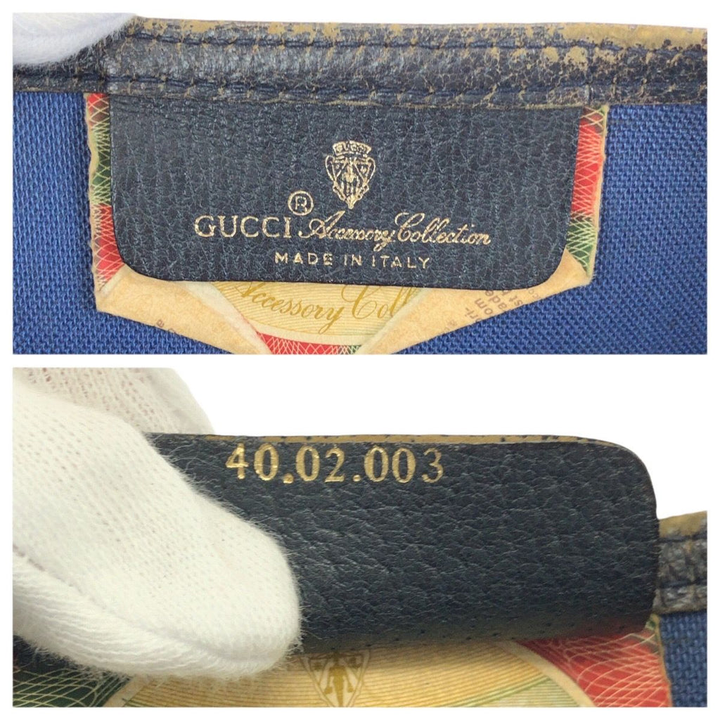 Gucci Sherry Line Vintage Navy GG Supreme Canvas Leather Tote — view 4