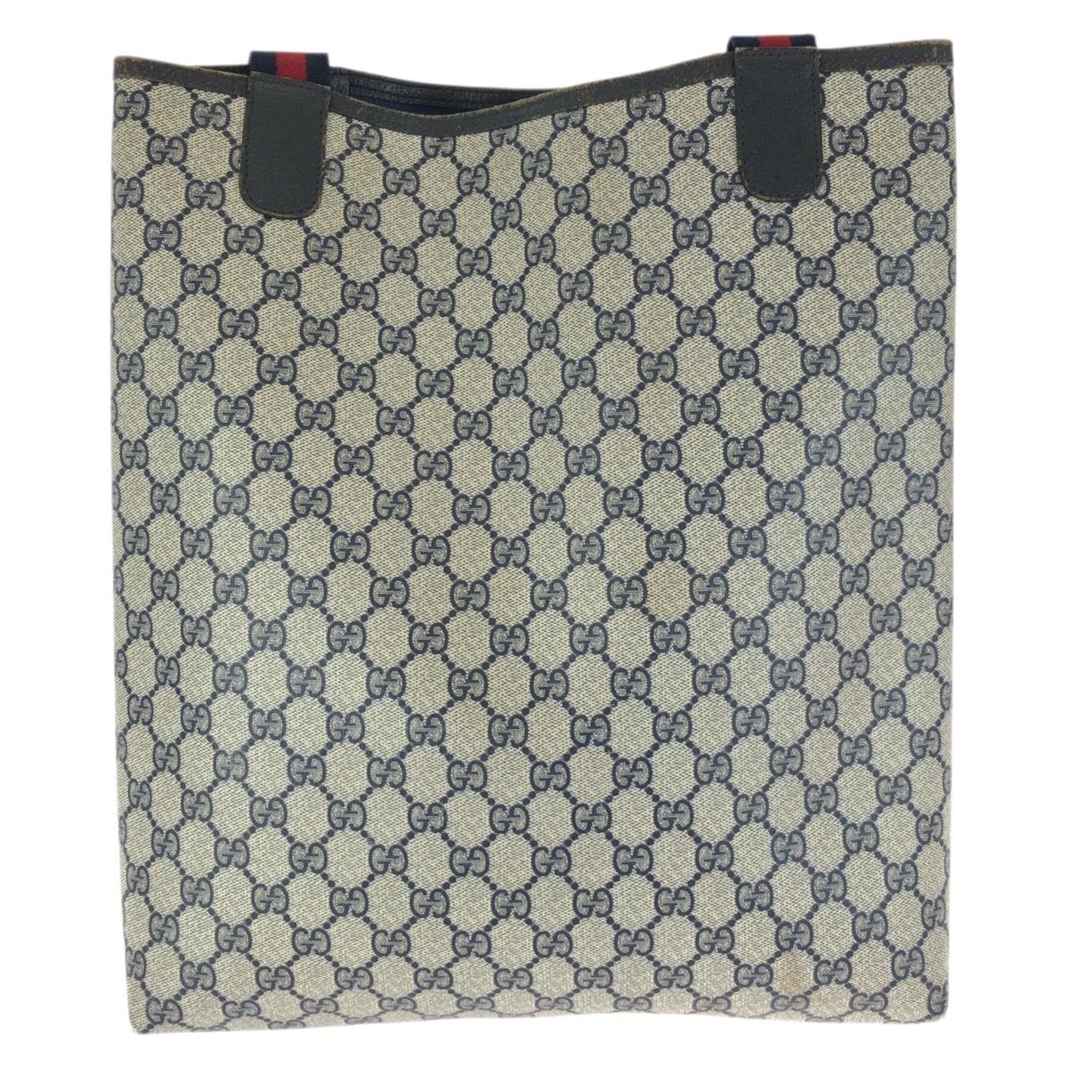 Gucci Sherry Line Vintage Navy GG Supreme Canvas Leather Tote — view 2