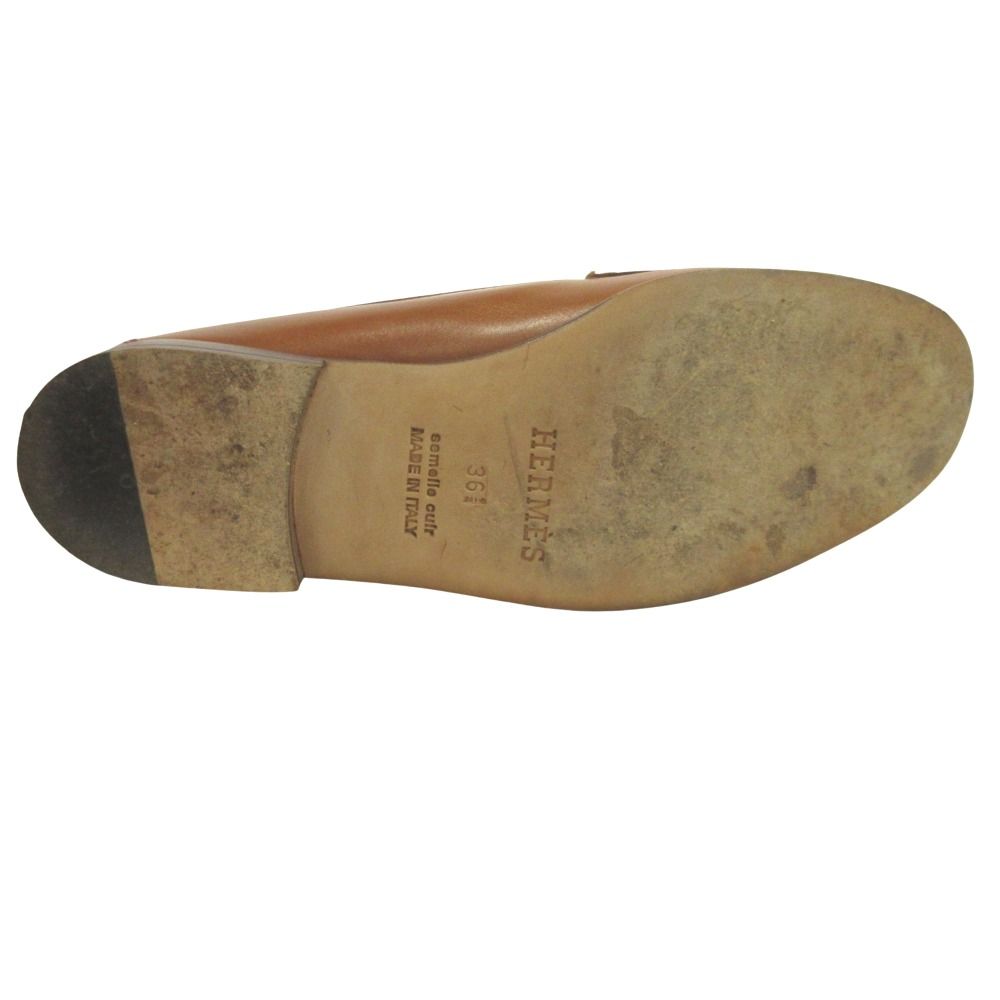 Hermes Chaine D'ancre Loafers Leather Shoes 36.5 Brown — view 9