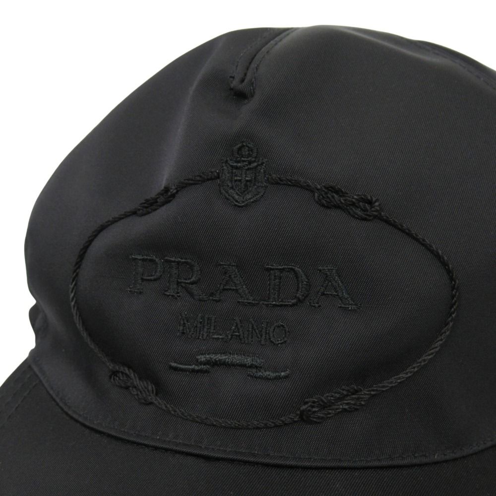 Prada Tessuto Nylon Baseball Cap Hat Logo Embroidery L Black — view 3