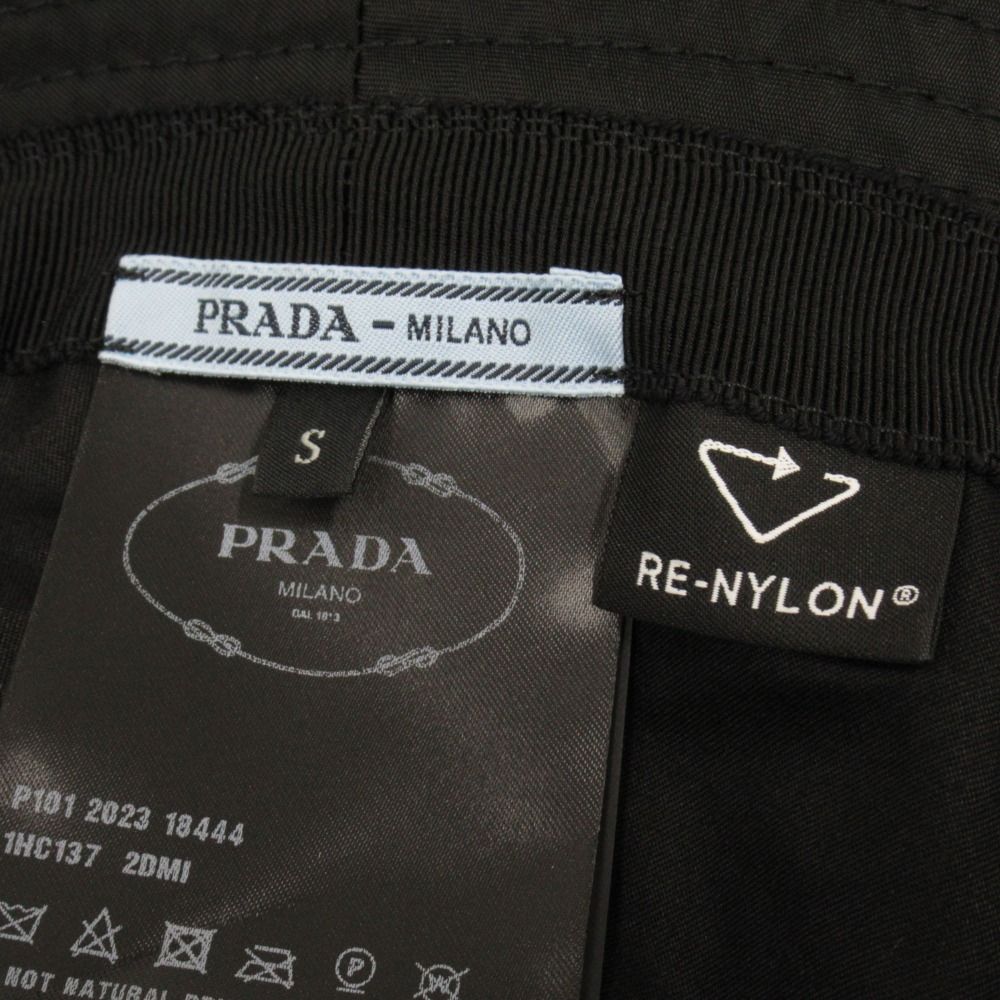 Prada Re-Nylon Bucket Hat Triangle Logo Nylon S Black — view 5
