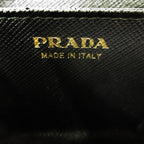Prada Saffiano Leather Coin Purse Wallet Compact Black Gold — view 6