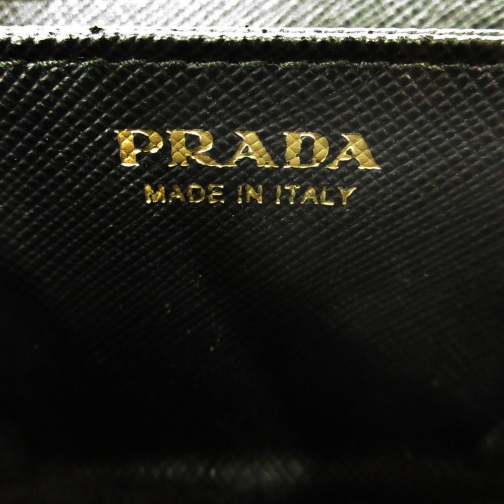 Prada Saffiano Leather Coin Purse Wallet Compact Black Gold — view 6