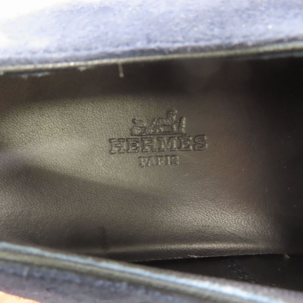 Hermes Eveil Sneakers Low Cut Suede Leather Shoes 41 Navy — view 7