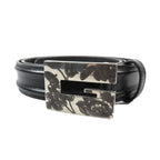 Gucci Square Flower Buckle Belt Leather Memorable Eyelet Black Silver — view 3