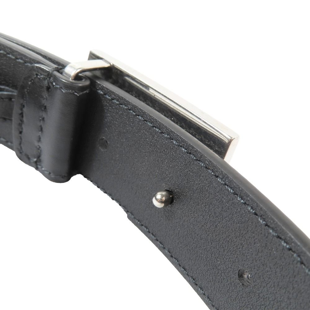 Gucci Square Flower Buckle Belt Leather Memorable Eyelet Black Silver — view 5