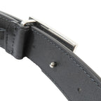 Gucci Square Flower Buckle Belt Leather Memorable Eyelet Black Silver — view 5