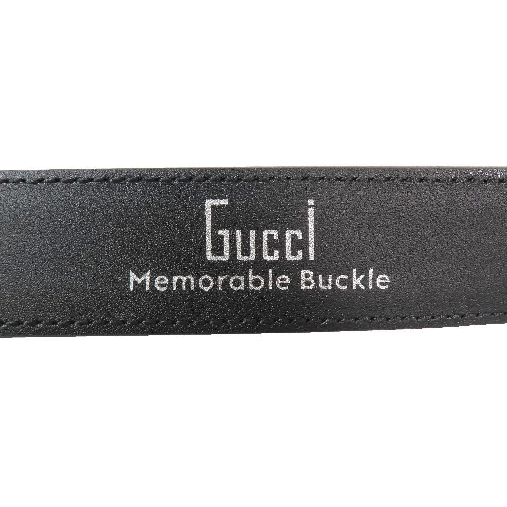 Gucci Square Flower Buckle Belt Leather Memorable Eyelet Black Silver — view 7
