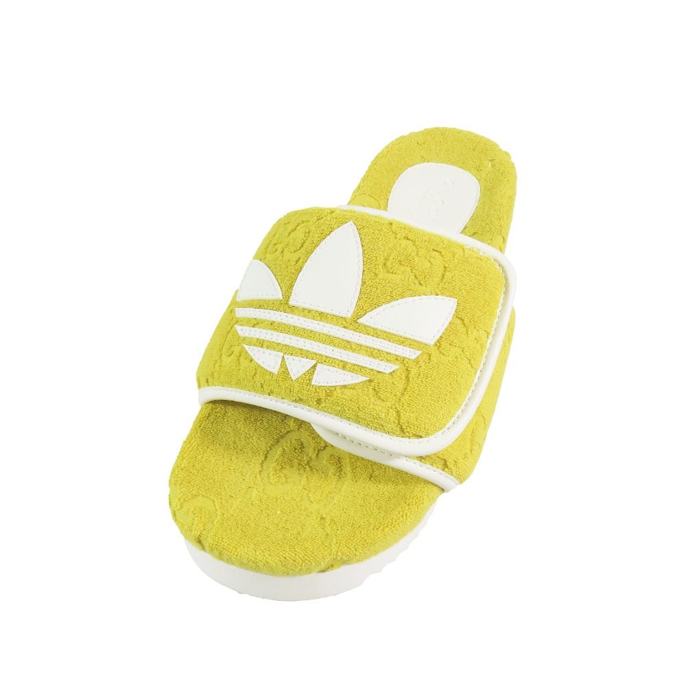 Gucci Adidas GG All Over Pattern Trefoil Logo Platform Sandals Shoes Yellow — view 4