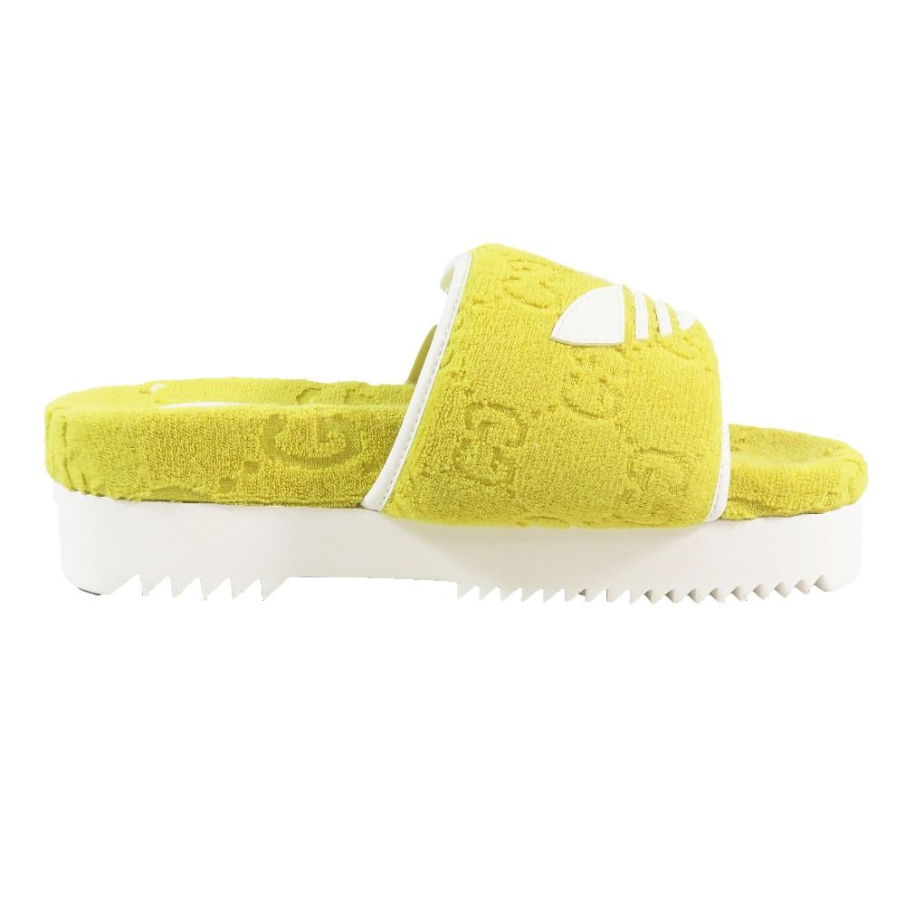 Gucci Adidas GG All Over Pattern Trefoil Logo Platform Sandals Shoes Yellow — view 2