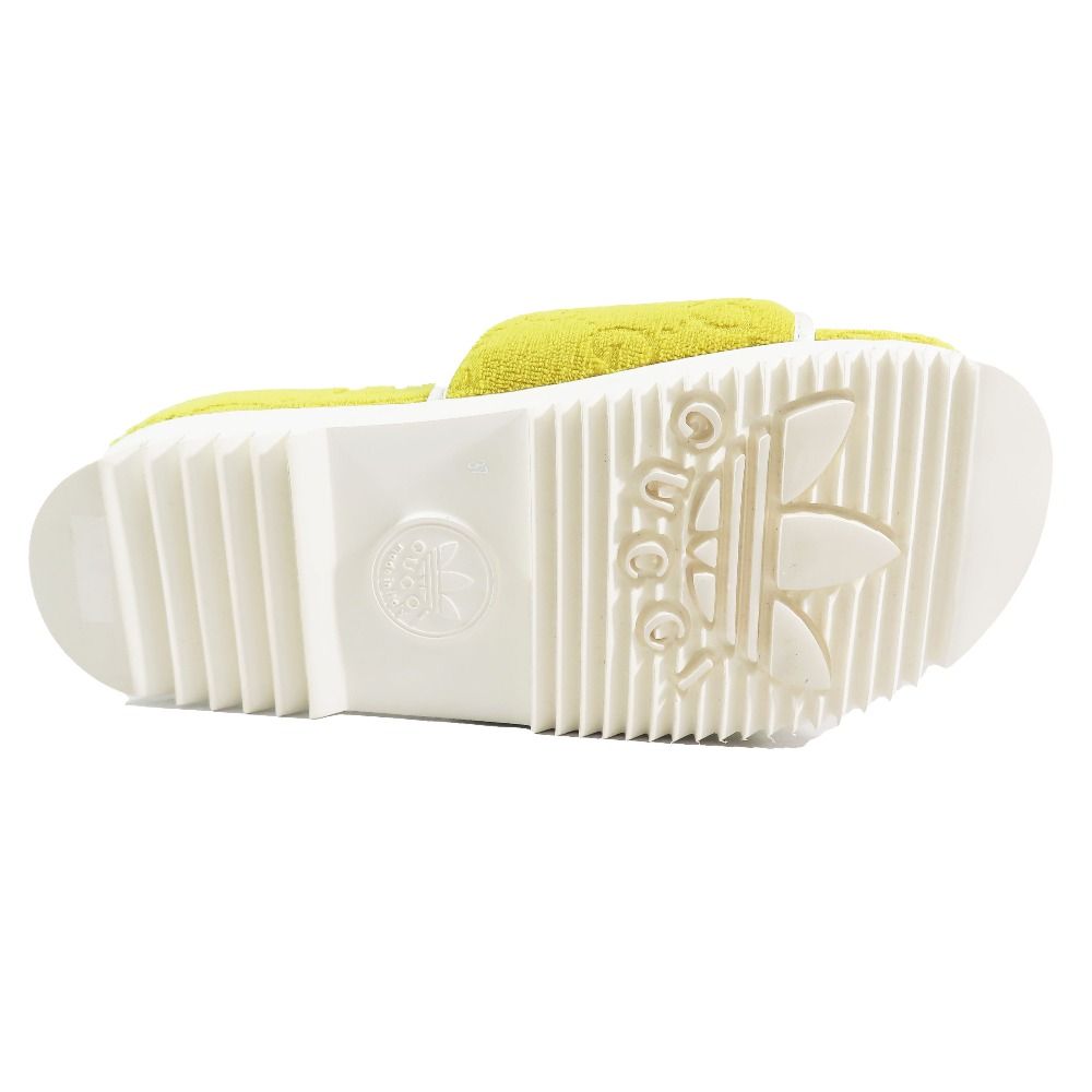 Gucci Adidas GG All Over Pattern Trefoil Logo Platform Sandals Shoes Yellow — view 6