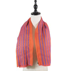 Hermes Cashmere Silk Large Shawl Plume Stitching Scarf Orange Blue — view 7