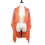 Hermes Cashmere Silk Large Shawl Plume Stitching Scarf Orange Blue — view 8