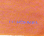 Hermes Cashmere Silk Large Shawl Plume Stitching Scarf Orange Blue — view 3