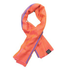 Hermes Cashmere Silk Large Shawl Plume Stitching Scarf Orange Blue — view 2