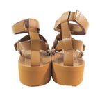 Hermes Enid Thick Sole Sandals Shoes Platform Diamant Buckle Brown — view 5