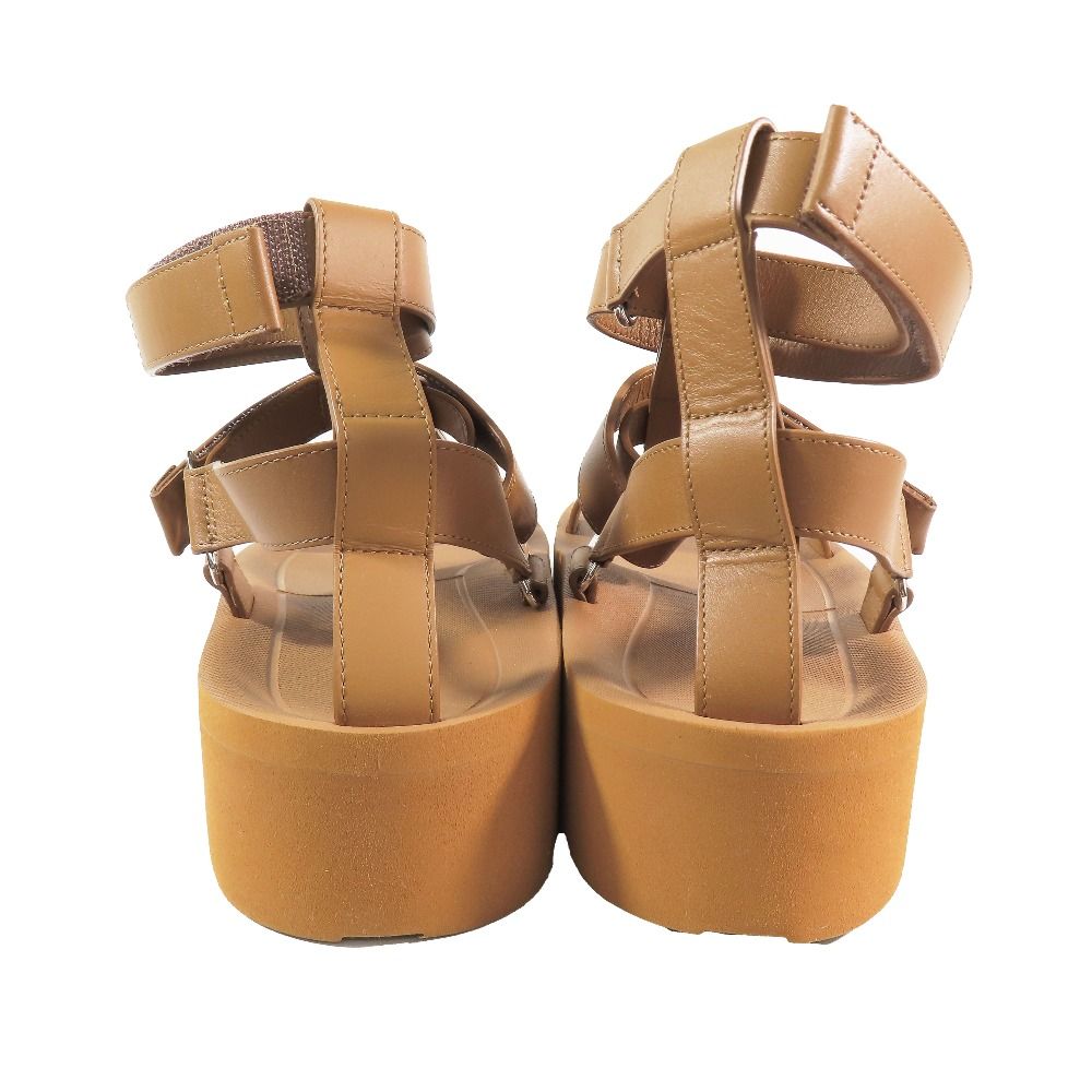 Hermes Enid Thick Sole Sandals Shoes Platform Diamant Buckle Brown — view 5