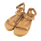 Hermes Enid Thick Sole Sandals Shoes Platform Diamant Buckle Brown — view 3