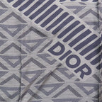 Dior CD Diamond Logo All Over Pattern Shawl Silk 100% Gray Navy Scarf — view 3