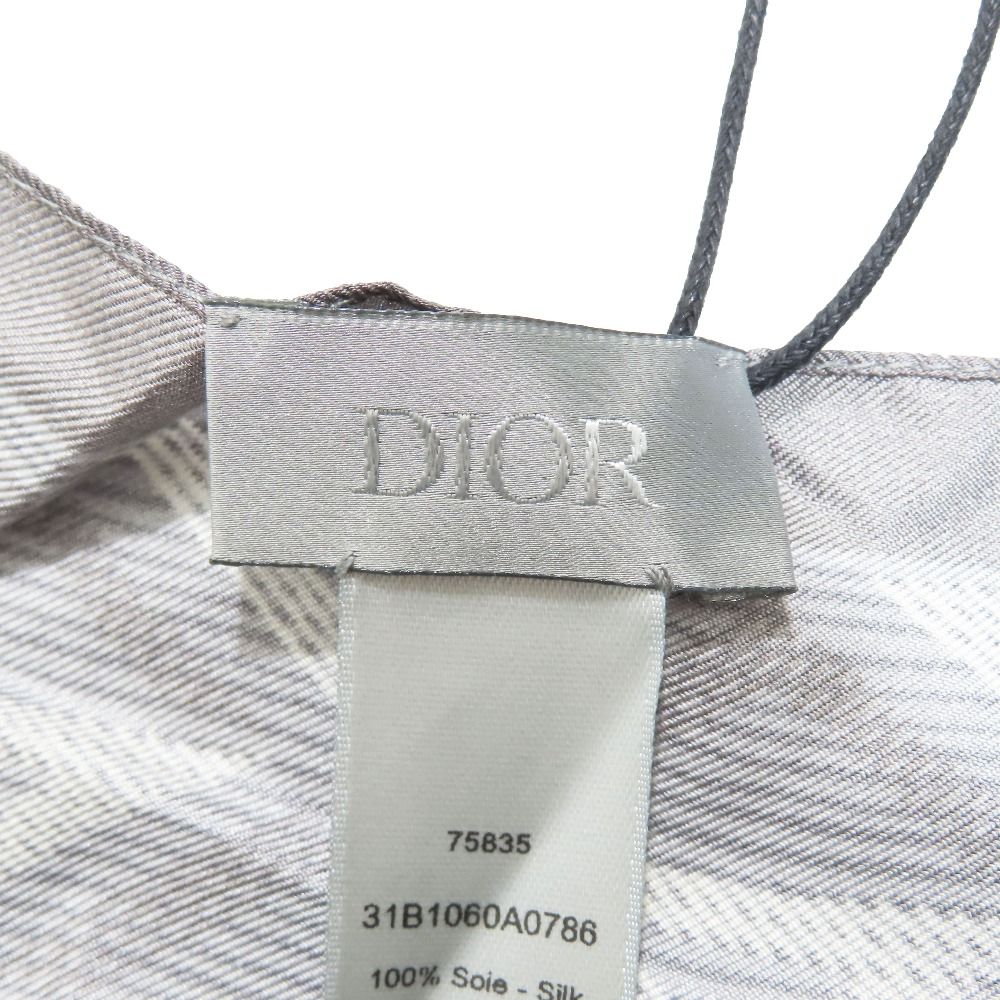 Dior CD Diamond Logo All Pattern Shawl Silk 100% Gray Scarf — view 4