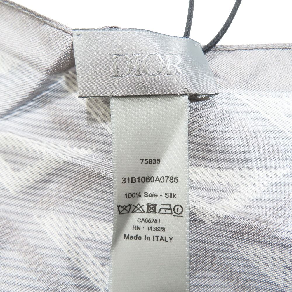 Dior CD Diamond Logo All Pattern Shawl Silk 100% Gray Scarf — view 3