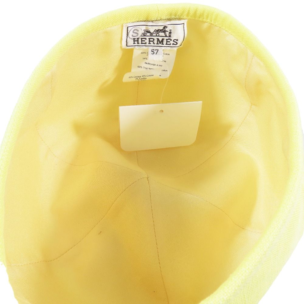 Hermes Gabrielle Beret Linen Hat Cap Yellow 57 cm Handbag — view 5