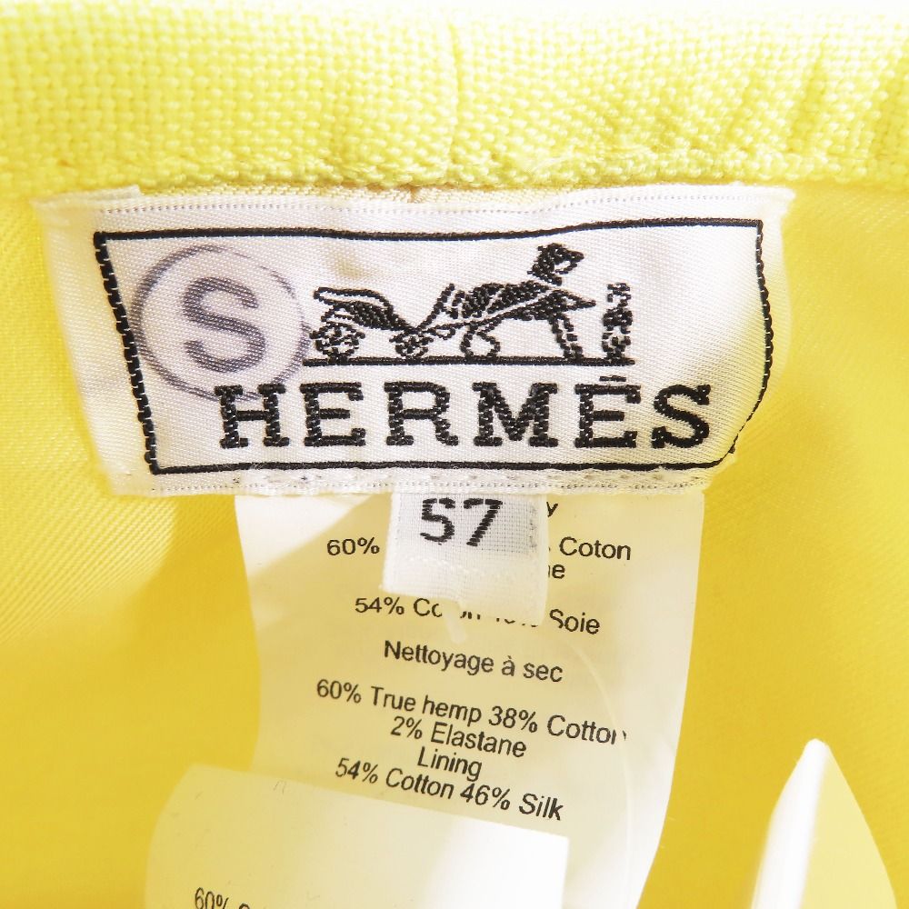 Hermes Gabrielle Beret Linen Hat Cap Yellow 57 cm Handbag — view 6