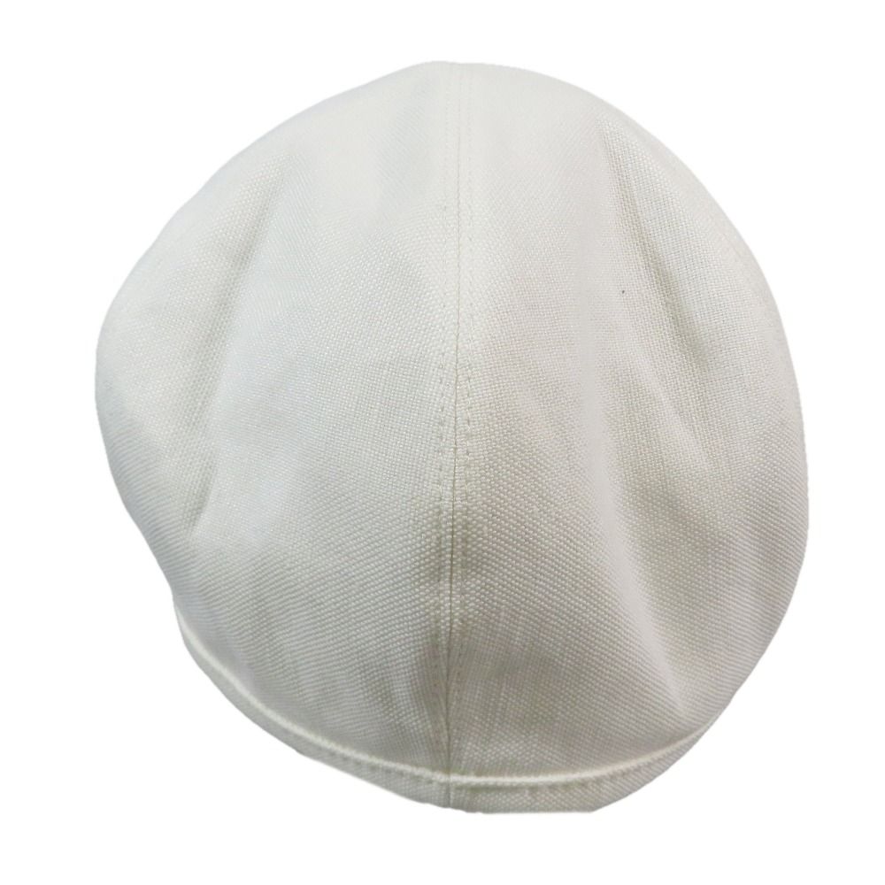 Hermes Beret Cap Hat One Point Sun Motif Hemp Cotton 57 White — view 3
