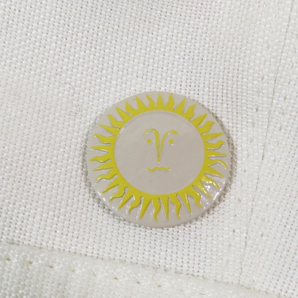Hermes Beret Cap Hat One Point Sun Motif Hemp Cotton 57 White — view 5