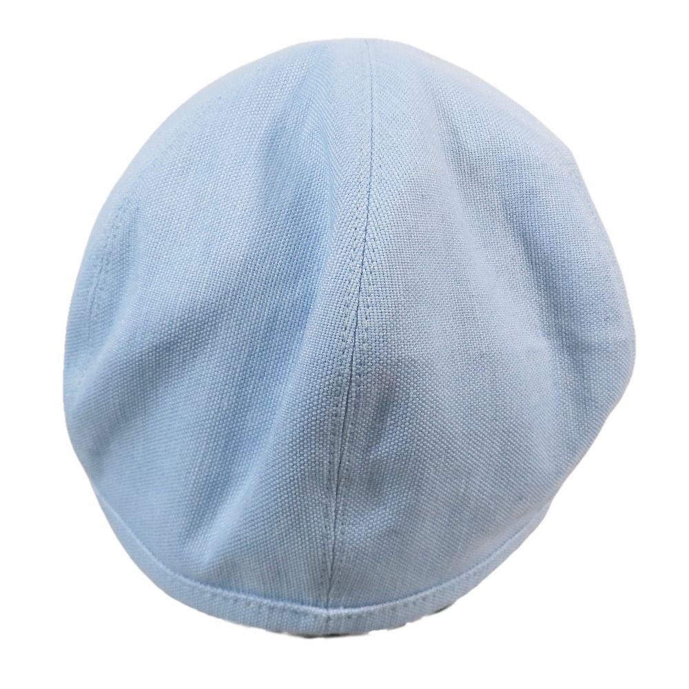 Hermes Beret Cap Hat One Point Sun Motif Chien Blue Linen Cotton 57 — view 3