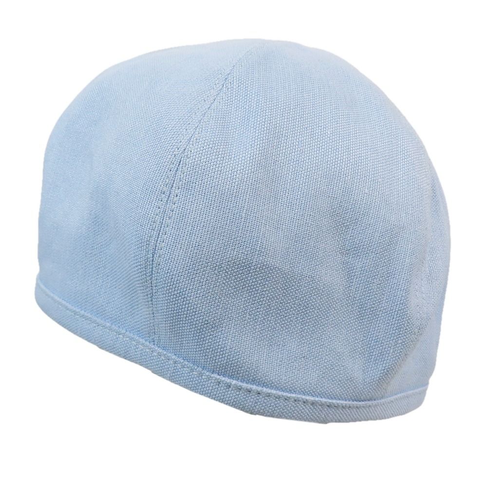 Hermes Beret Cap Hat One Point Sun Motif Chien Blue Linen Cotton 57 — view 2