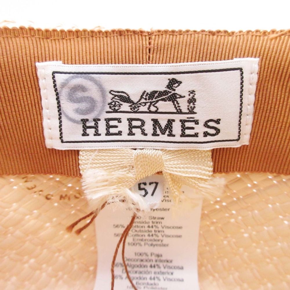 Hermes Garden Sous le Charme D'orphee Hat Straw Hat Folded Hat Ex a Dos le — view 9