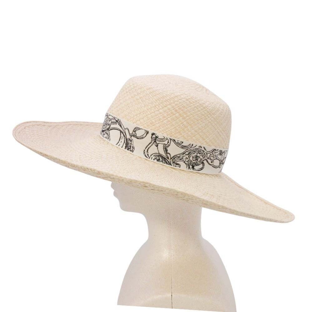 Hermes Brides de Gala Wide Brim Straw Hat Ex a Dos le 56 cm Beige — view 2