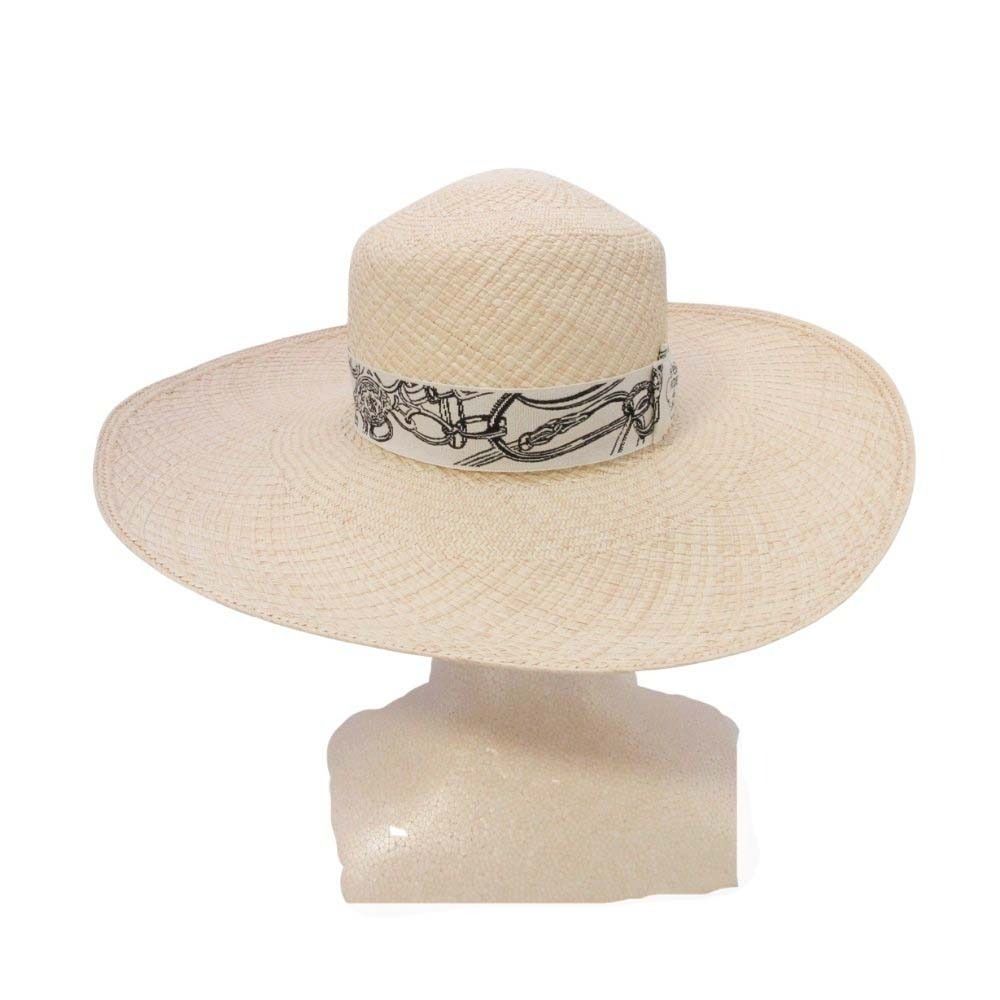 Hermes Brides de Gala Wide Brim Straw Hat Ex a Dos le 56 cm Beige — view 3