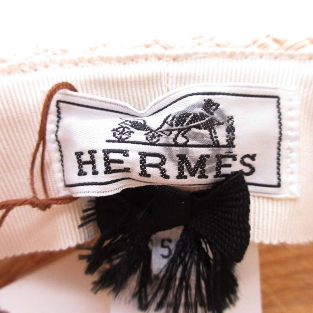 Hermes Brides de Gala Wide Brim Straw Hat Ex a Dos le 56 cm Beige — view 8
