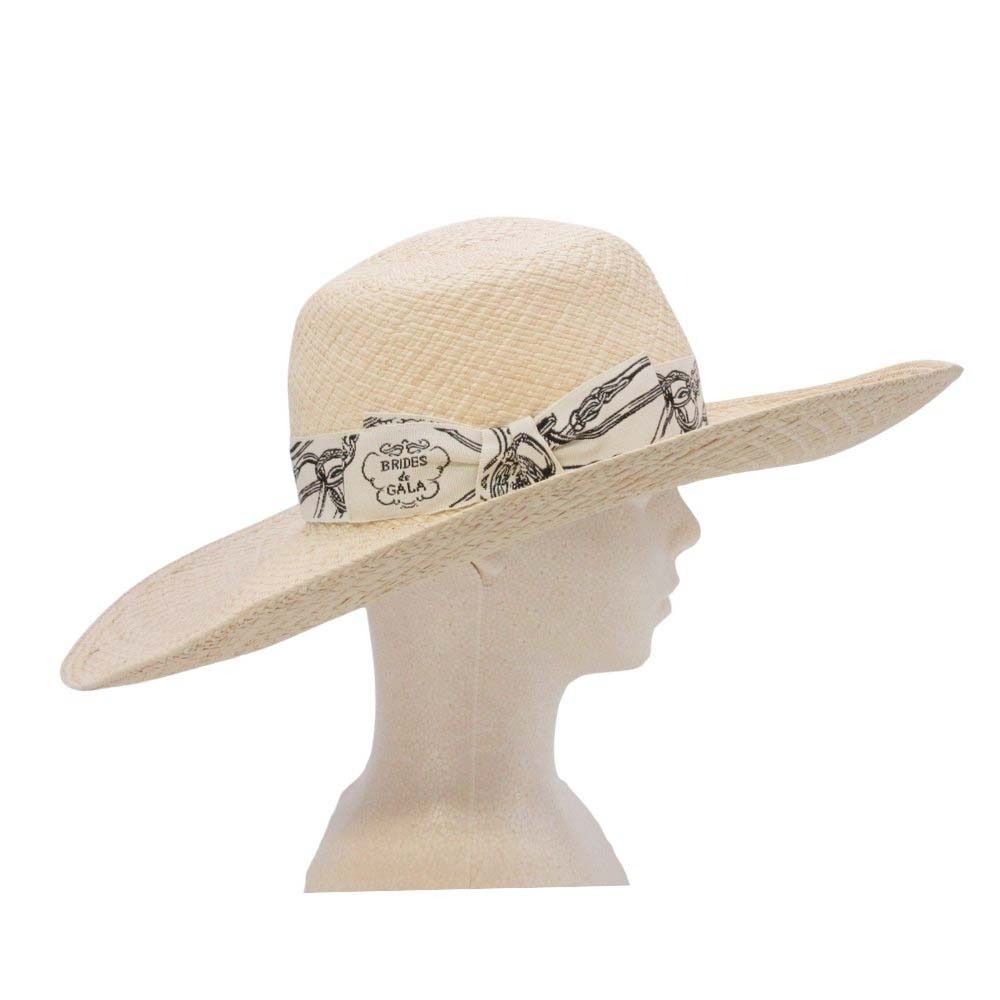 Hermes Brides de Gala Wide Brim Straw Hat Ex a Dos le 56 cm Beige — view 4
