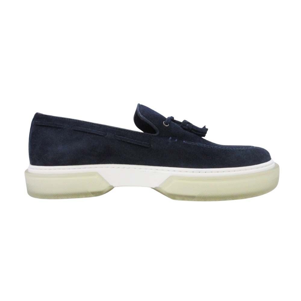 Hermes Suede Tassel Slip on Loafers Sneakers Shoes 40.5 Navy — view 5