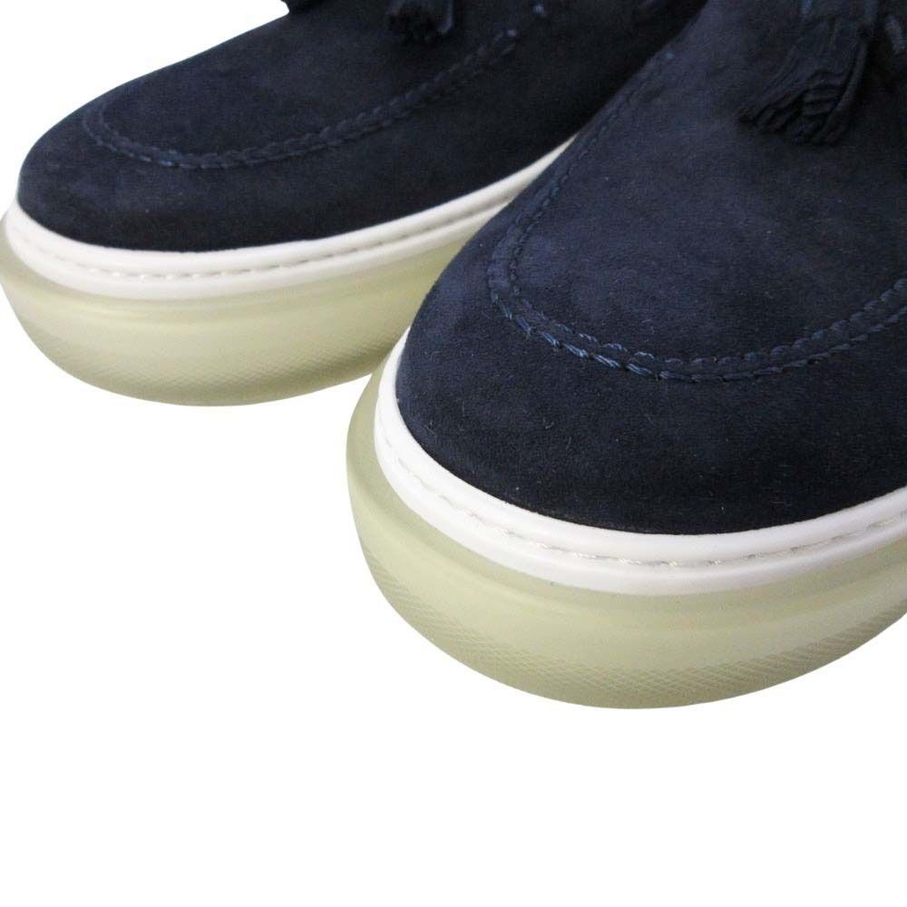 Hermes Suede Tassel Slip on Loafers Sneakers Shoes 40.5 Navy — view 9