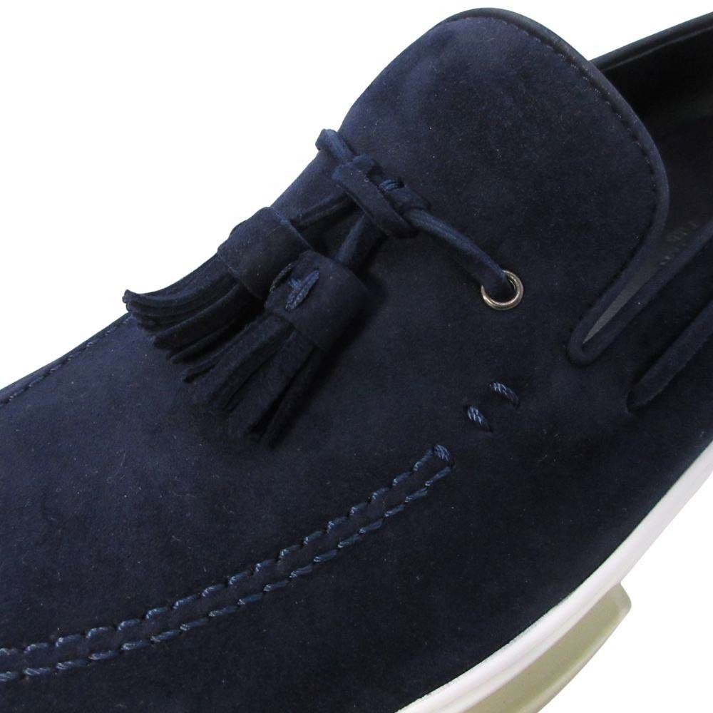 Hermes Suede Tassel Slip on Loafers Sneakers Shoes 40.5 Navy — view 8