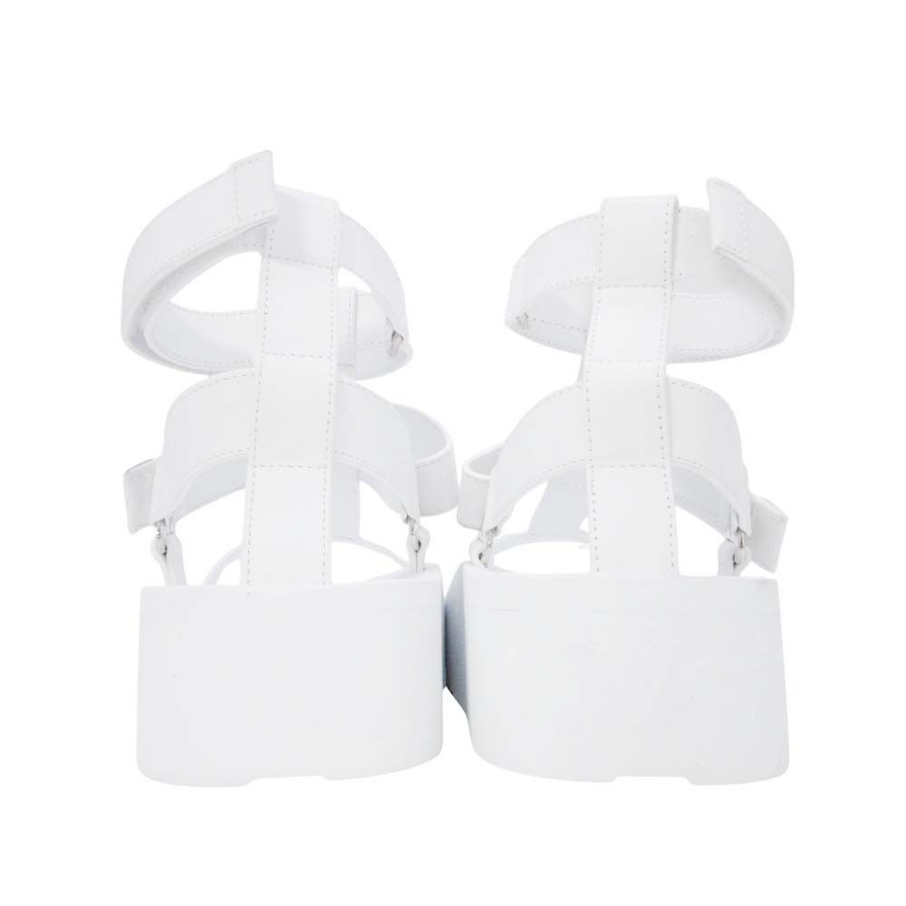 Hermes Enid Thick Sole Sandals Shoes Platform Diamant Buckle 37 White — view 4