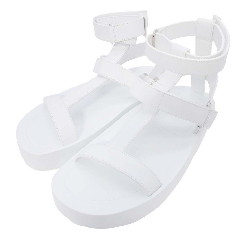 Hermes Enid Thick Sole Sandals Shoes Platform Diamant Buckle 37 White — view 3